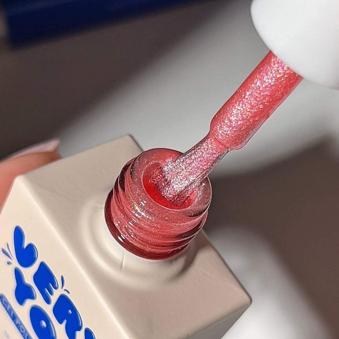 Gel Polish She’s Brave 033 | Peach Glitter