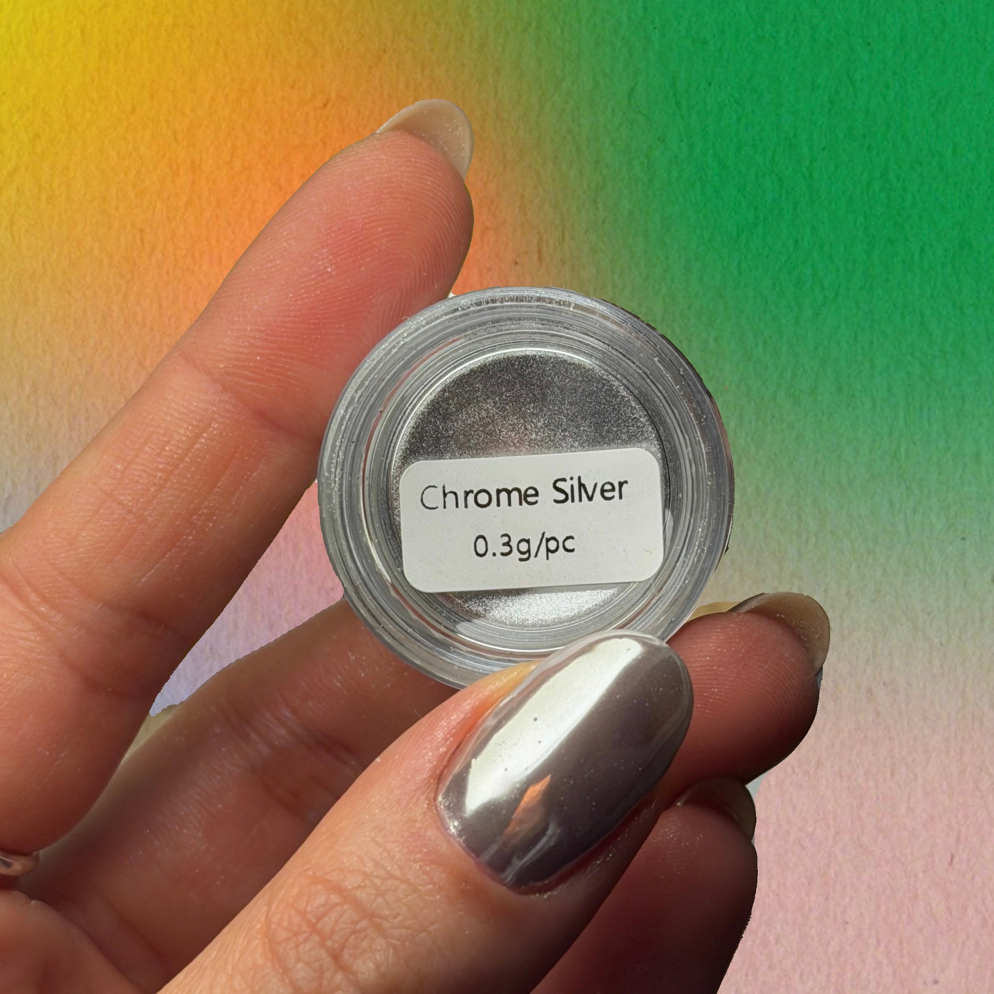 Pyłek Chrome Silver – metaliczny srebrny pyłek do paznokci w opakowaniu. veryyou