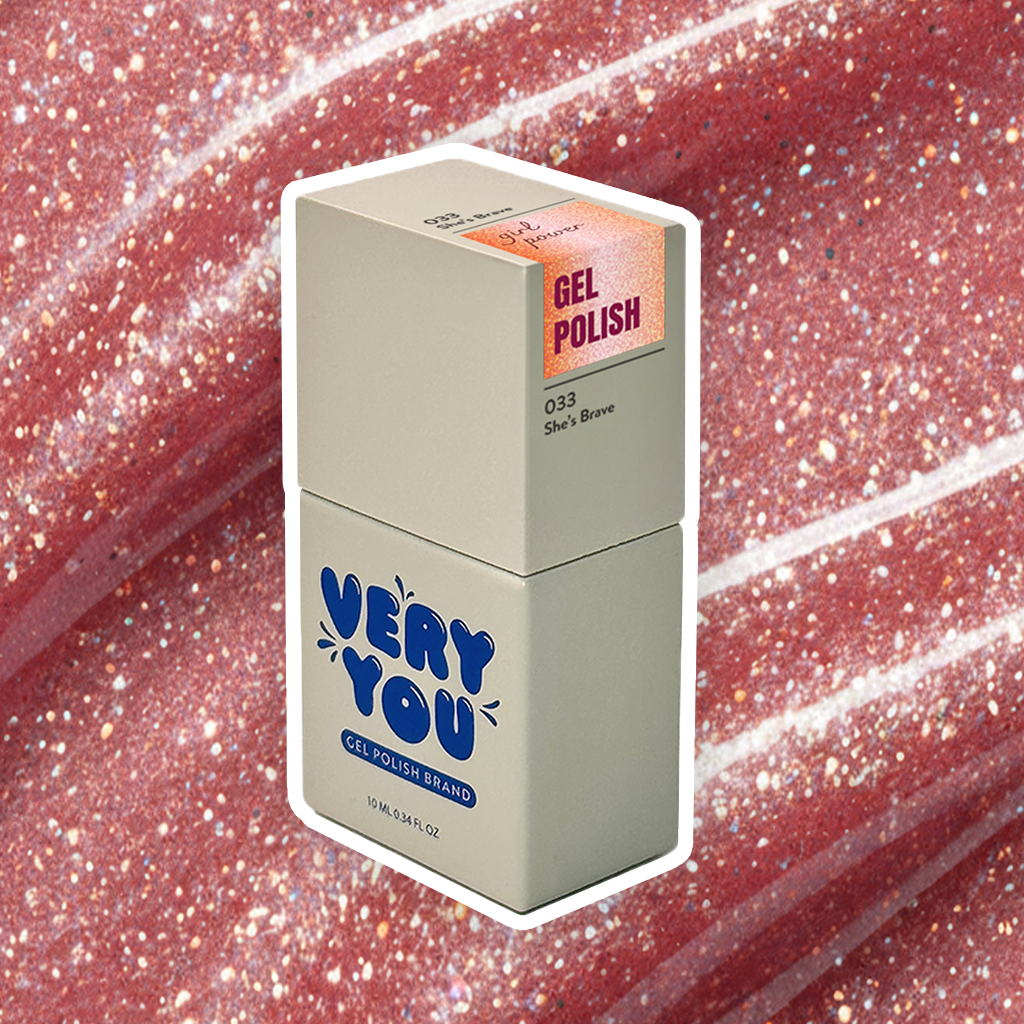 Gel Polish She’s Brave 033 | Peach Glitter