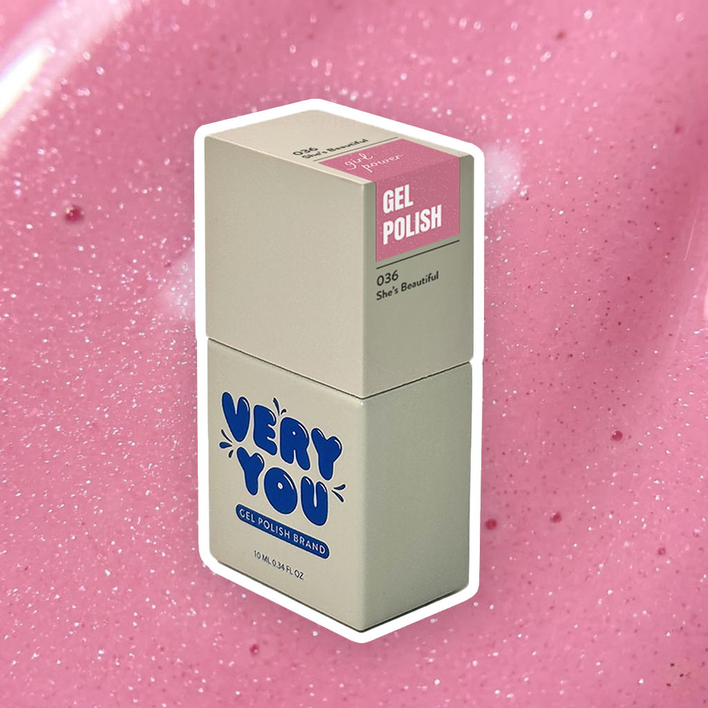 Gel Polish She’s Beautiful 036 | Powder Pink with Gold Shimmer